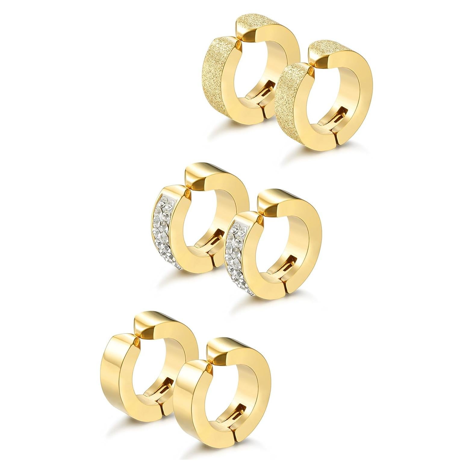 Pendientes Clip On Jstyle Acero Inoxidable Dorados 3 Pares