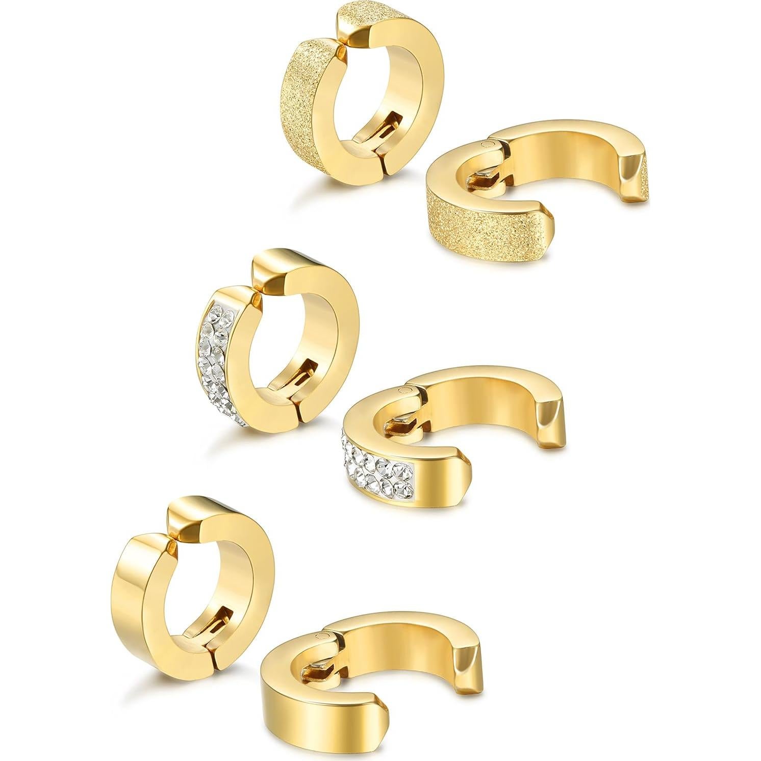 Pendientes Clip On Jstyle Acero Inoxidable Dorados 3 Pares