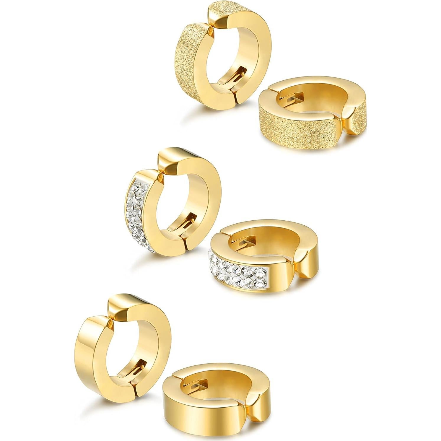 Pendientes Clip On Jstyle Acero Inoxidable Dorados 3 Pares