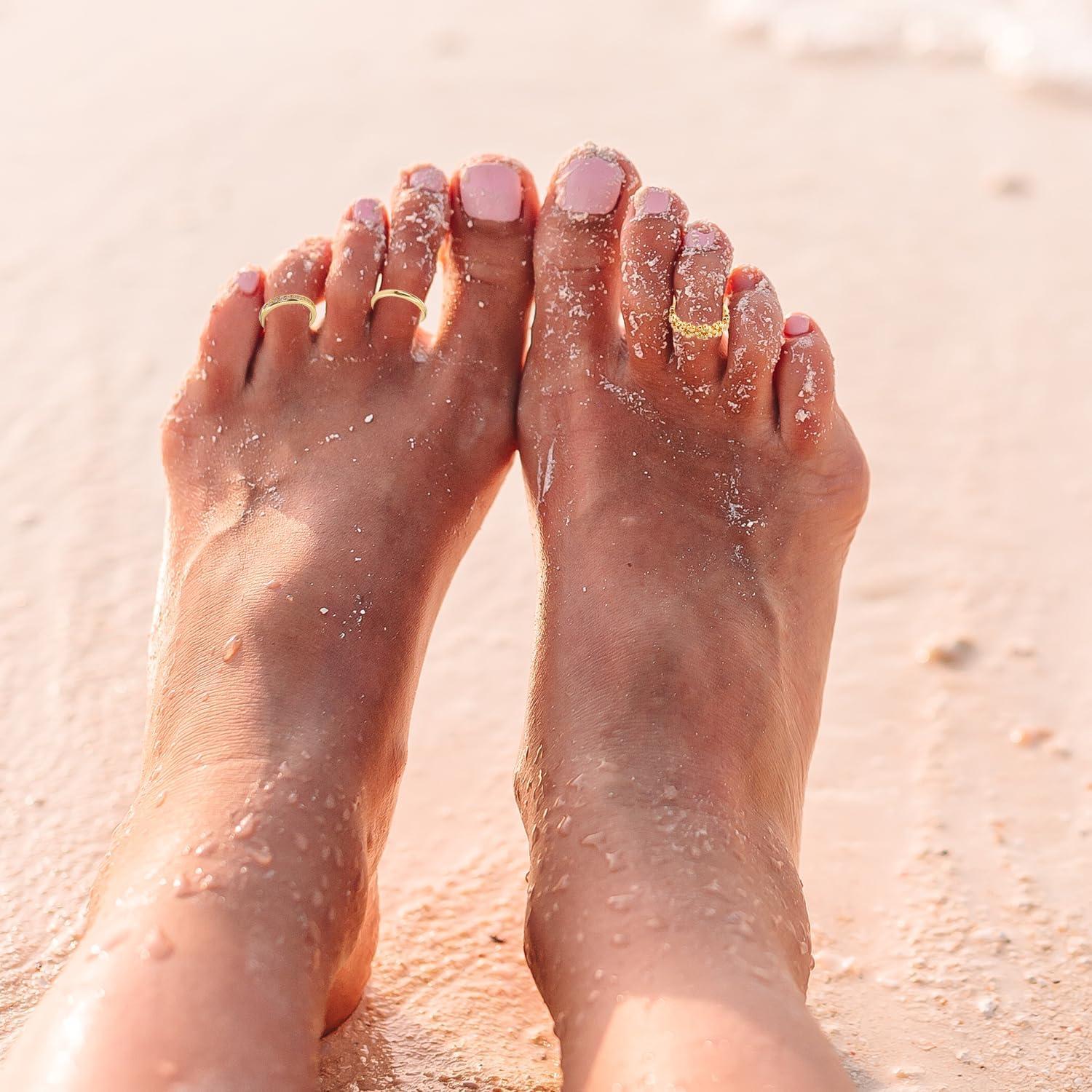 Juego de 3 Anillos para Dedos de los Pies Mikovivi Oro Ajustable