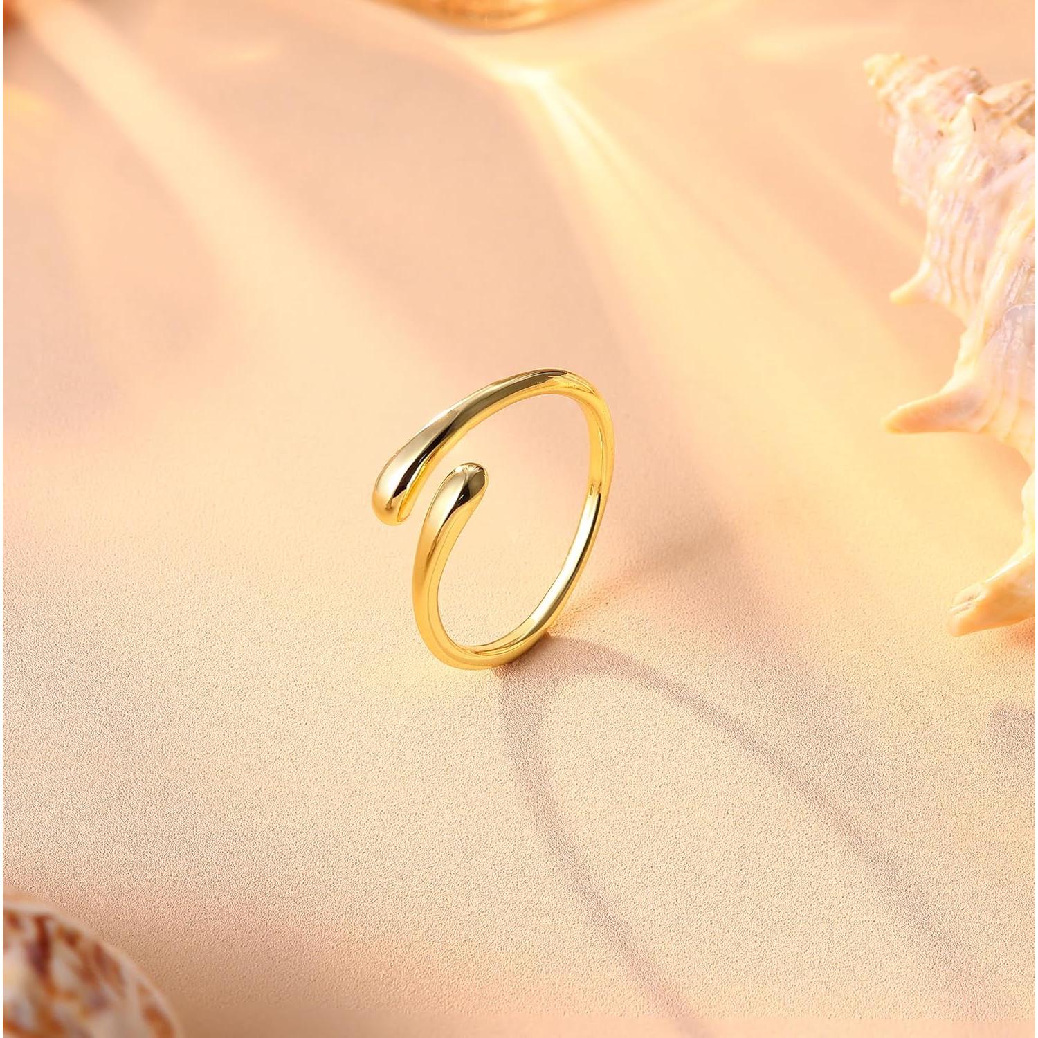 Anillo de oro 14k FASACCO para mujer ajustable con CZ