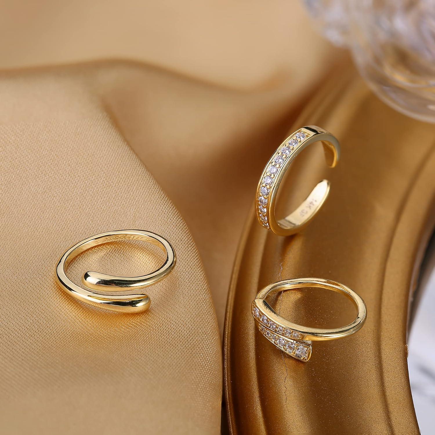 Anillo de oro 14k FASACCO para mujer ajustable con CZ