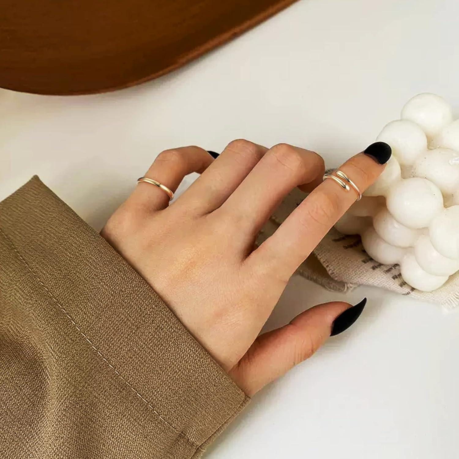 Anillo de oro 14k FASACCO para mujer ajustable con CZ