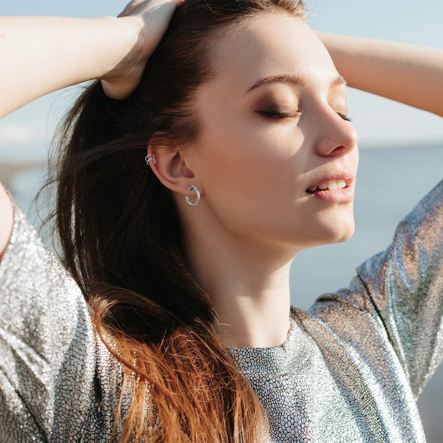 Pendientes Magnéticos No Perforados Hicarer - 9 Pares Acero Inoxidable