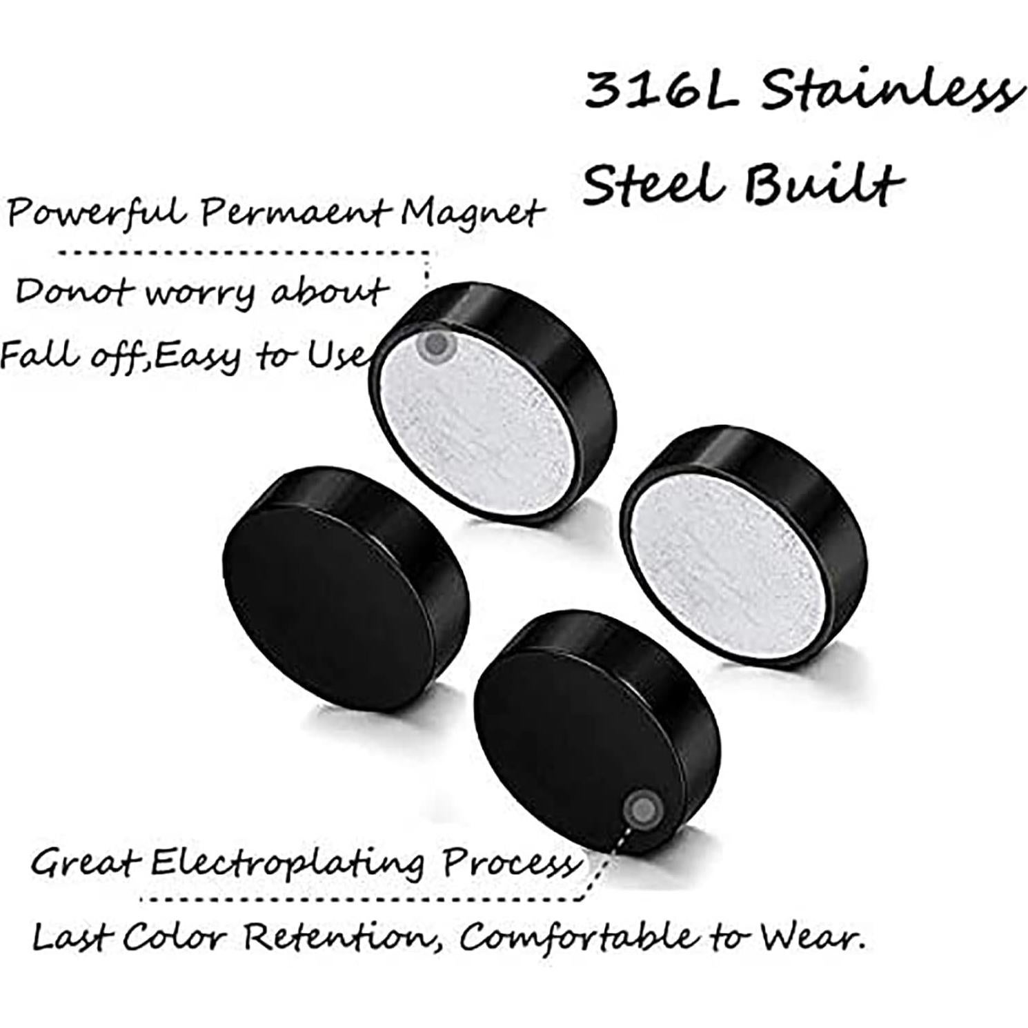 Pendientes Magnéticos Falsos YZstyle Acero Inoxidable 12mm