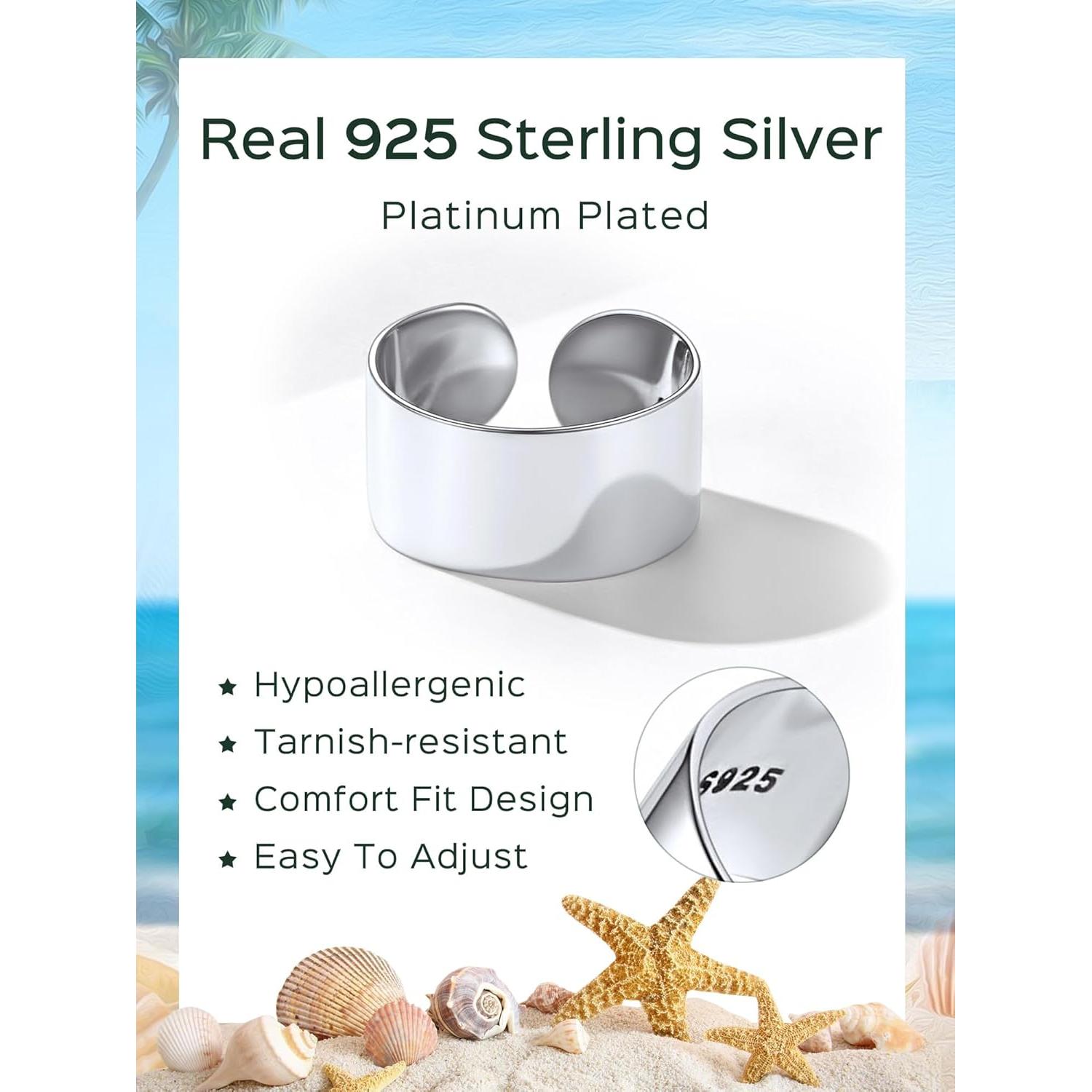 Anillo de Dedo del Pie ChicSilver Plata Esterlina 925 Ajustable