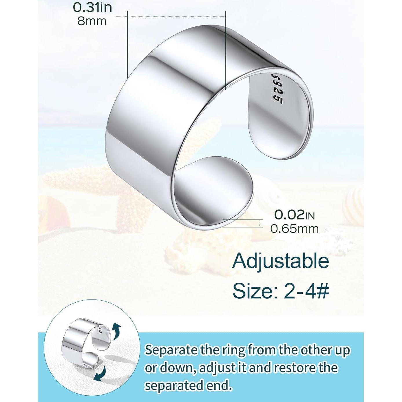 Anillo de Dedo del Pie ChicSilver Plata Esterlina 925 Ajustable