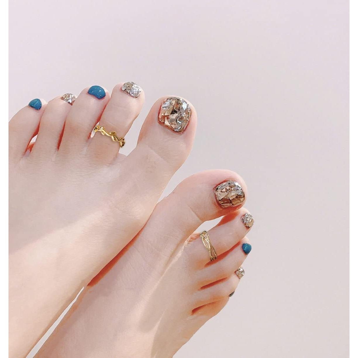 Conjunto de 12 Anillos Ajustables de Oro 14K para Mujeres