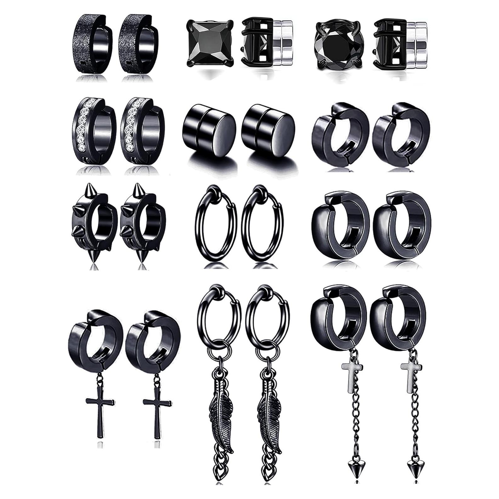 12 Pares Pendientes Magnéticos Acero Inoxidable Ofeiyaa Unisex