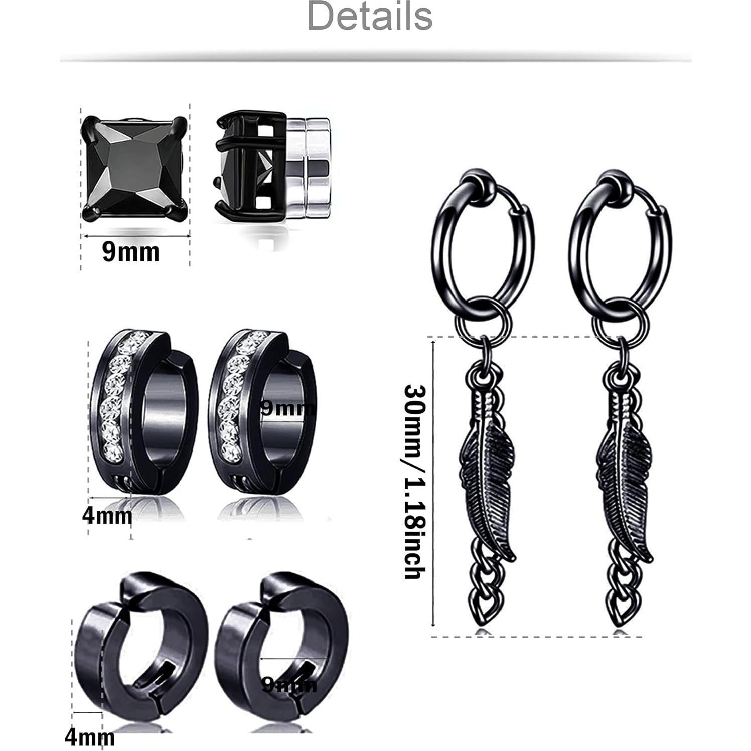 12 Pares Pendientes Magnéticos Acero Inoxidable Ofeiyaa Unisex