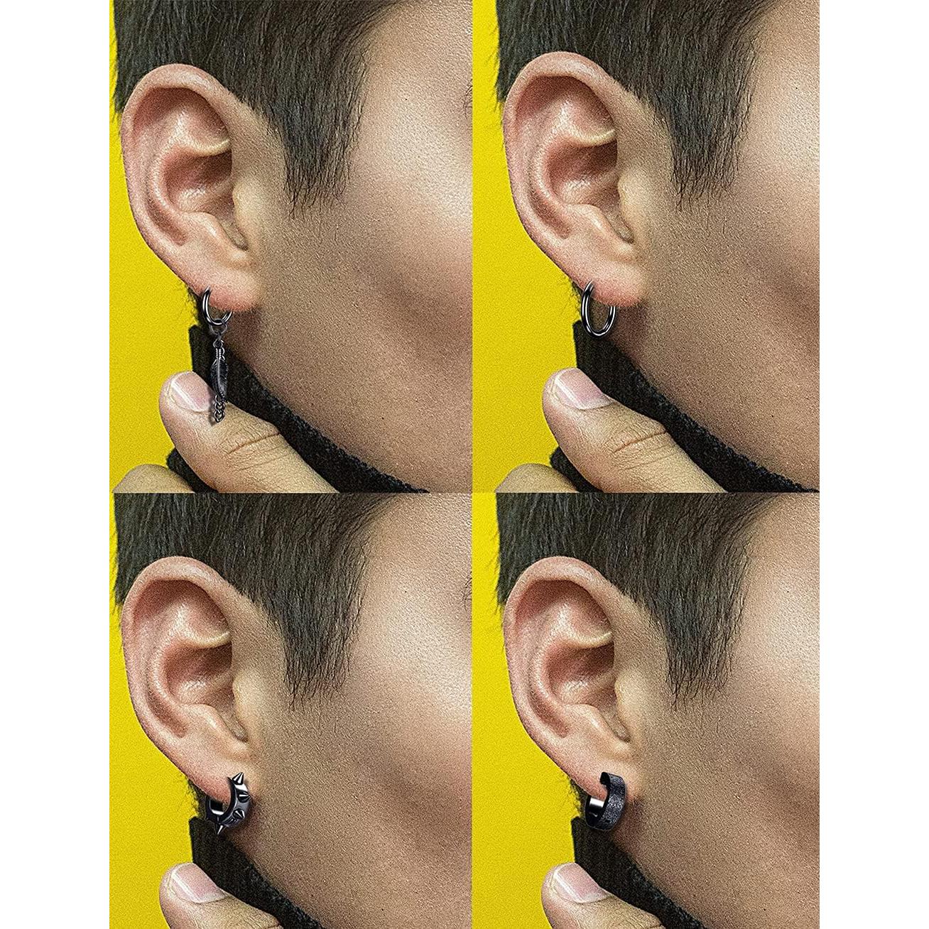 12 Pares Pendientes Magnéticos Acero Inoxidable Ofeiyaa Unisex