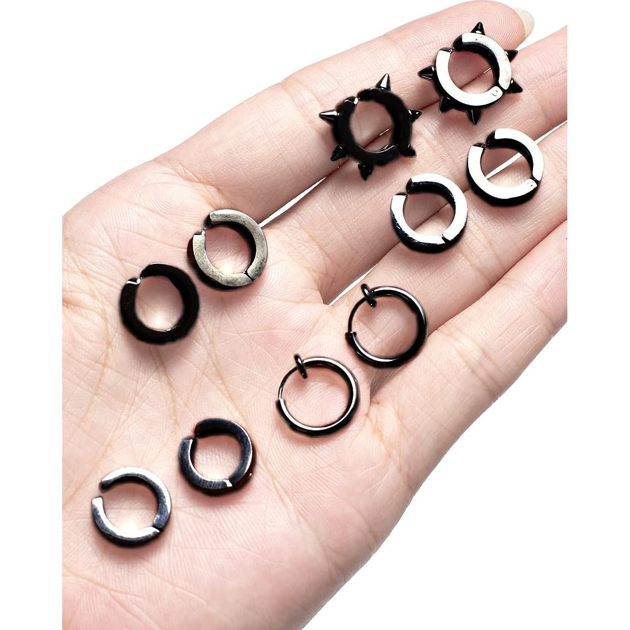 12 Pares Pendientes Magnéticos Acero Inoxidable Ofeiyaa Unisex