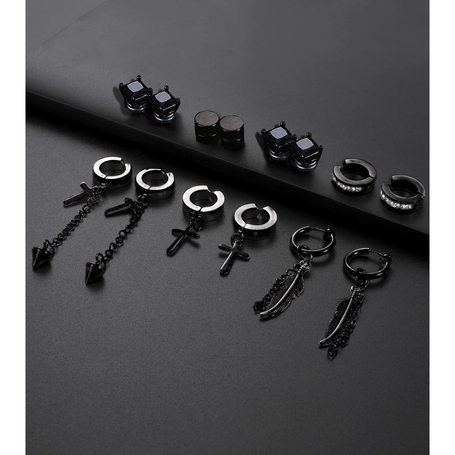 12 Pares Pendientes Magnéticos Acero Inoxidable Ofeiyaa Unisex