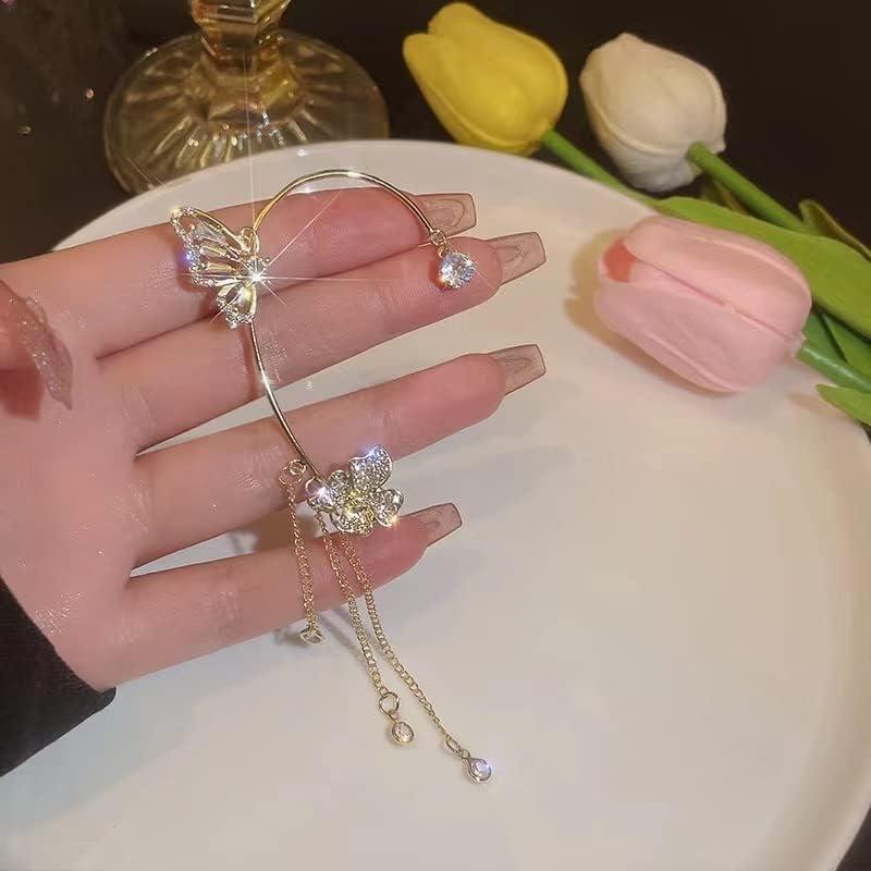 Aretes de Mariposa Cuff Sin Perforación LAKIYOYO con Rhinestones