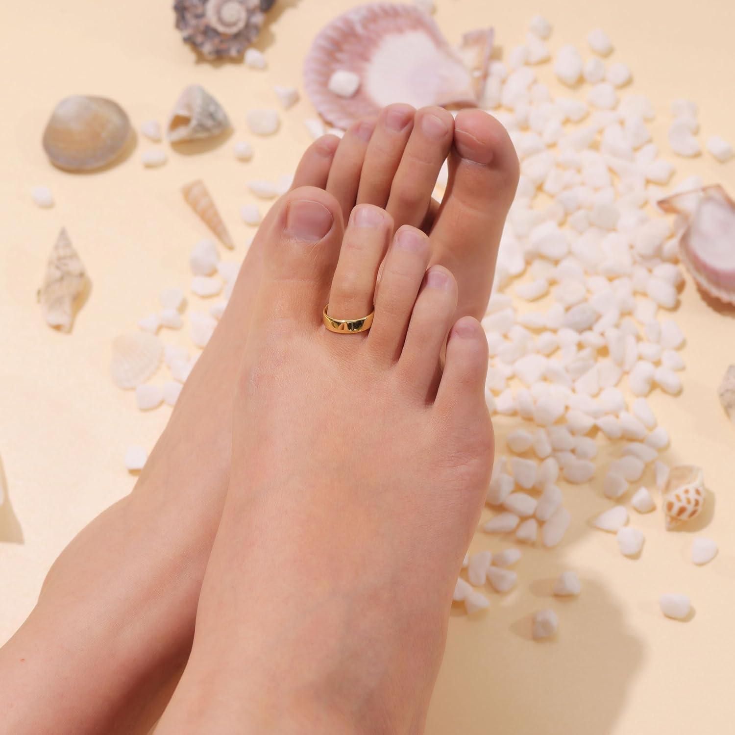 Anillos de Dedo del Pie PLOMFOV de Oro 14K Ajustables para Mujeres