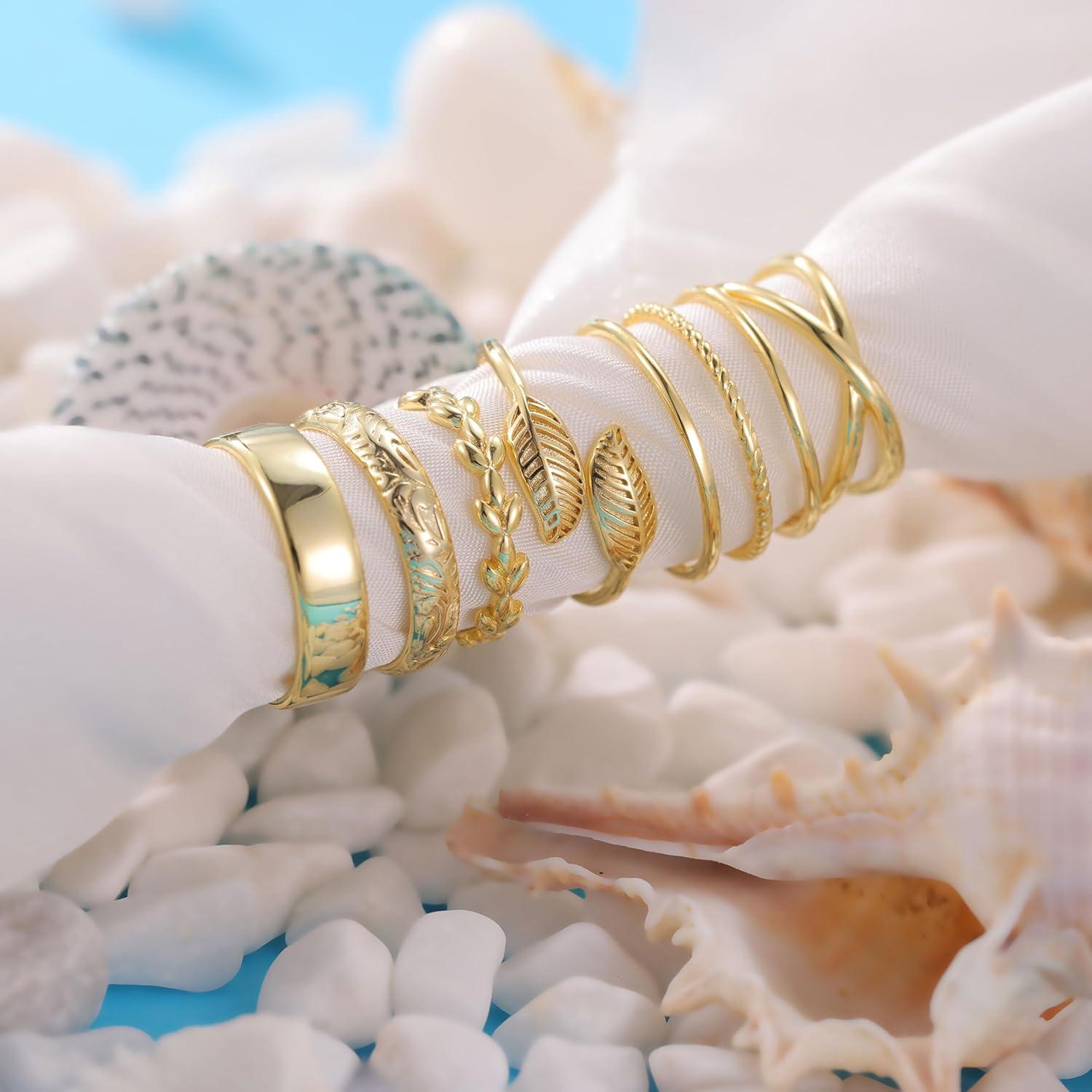 Anillos de Dedo del Pie PLOMFOV de Oro 14K Ajustables para Mujeres