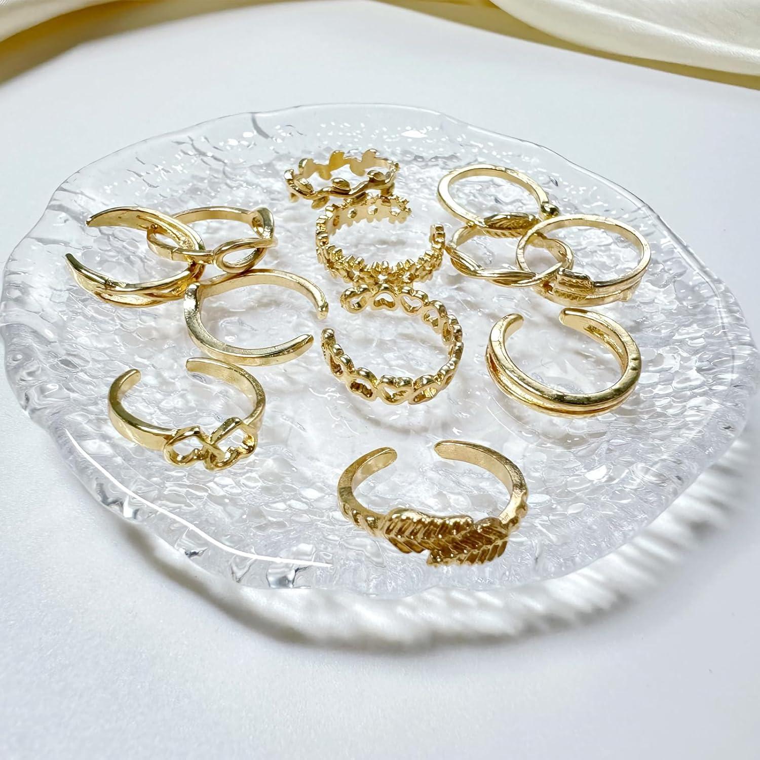 Conjunto 12 Anillos Ajustables para Dedos de los Pies Dorados