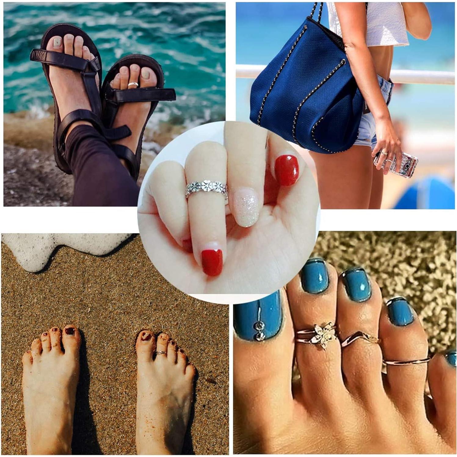 Set de 4 Anillos Abiertos Ajustables de Plata Esterlina 925