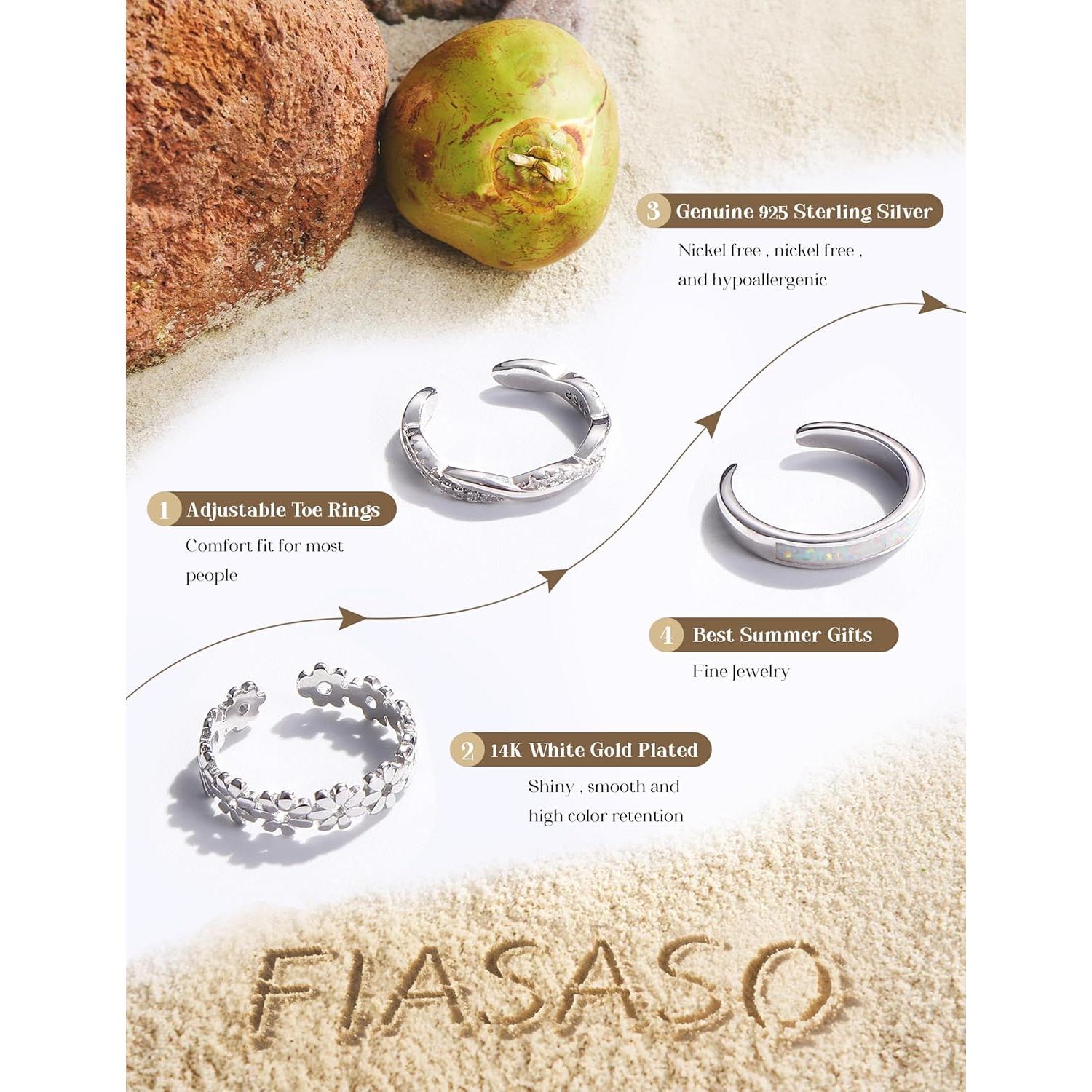 Anillos de Dedo del Pie Fiasaso 3 Pcs Plata Esterlina 925