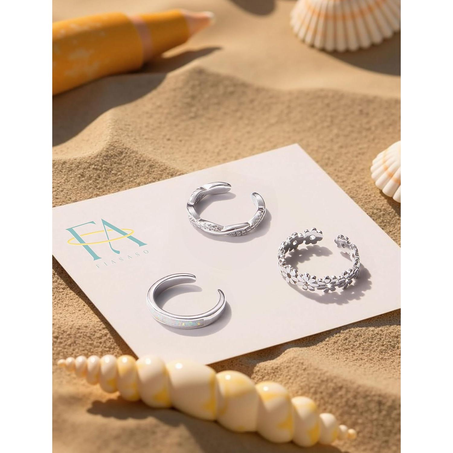 Anillos de Dedo del Pie Fiasaso 3 Pcs Plata Esterlina 925