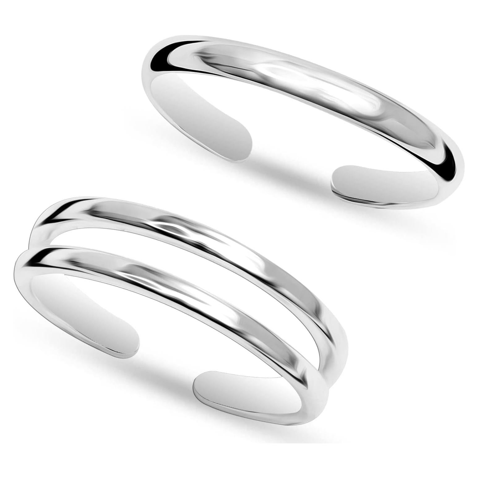 Conjunto de Anillos Abiertos Ajustables LeCalla 925 Plata Esterlina