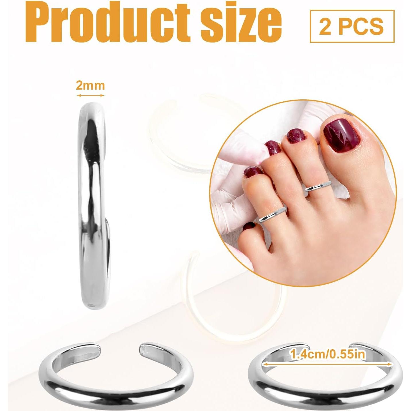 Anillos Ajustables para Dedos de los Pies Mikovivi Plata - 2 Pcs