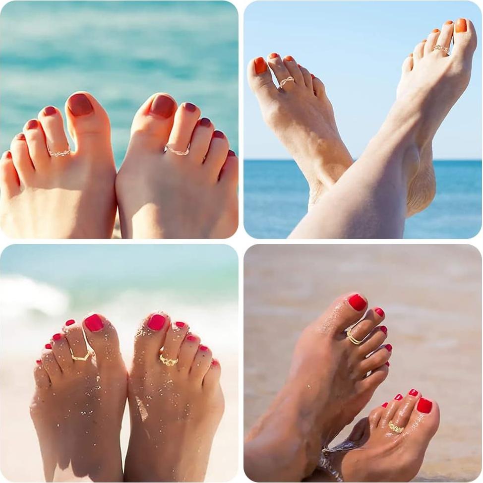 Juego de 24 Anillos Ajustables para Dedos de los Pies Mujer