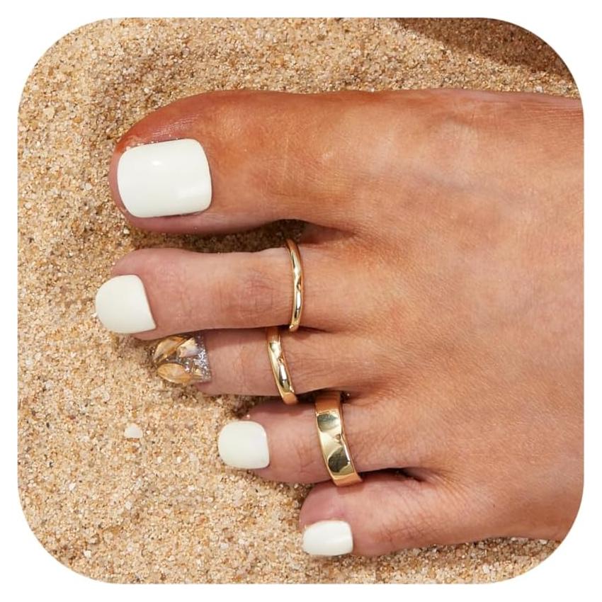 Conjunto 3 Anillos para Dedos de los Pies Oro 14K Ajustables