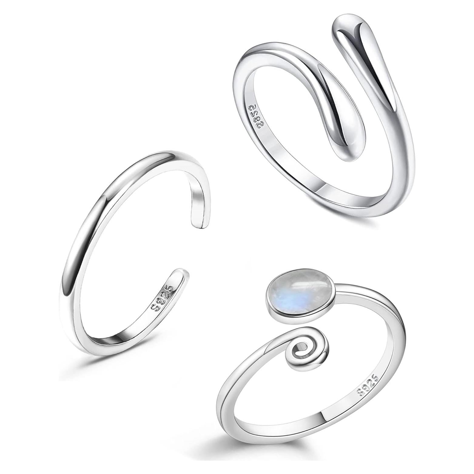 Anillos Abiertos de Plata de Ley 925 Jstyle con Turquesa y Piedra de Luna