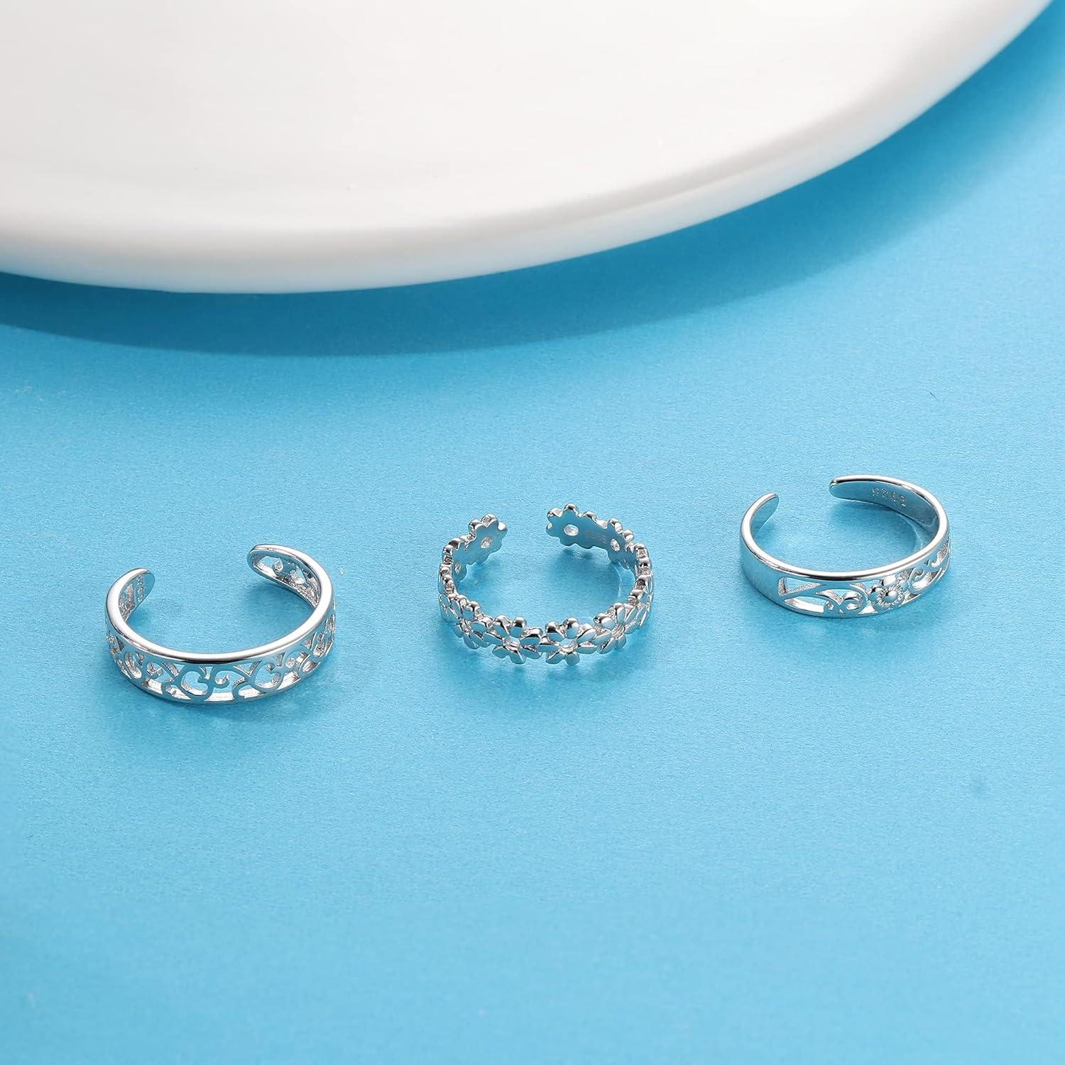 Conjunto de Anillos para Dedos de los Pies FIBO STEEL 3 PCS Plata 925