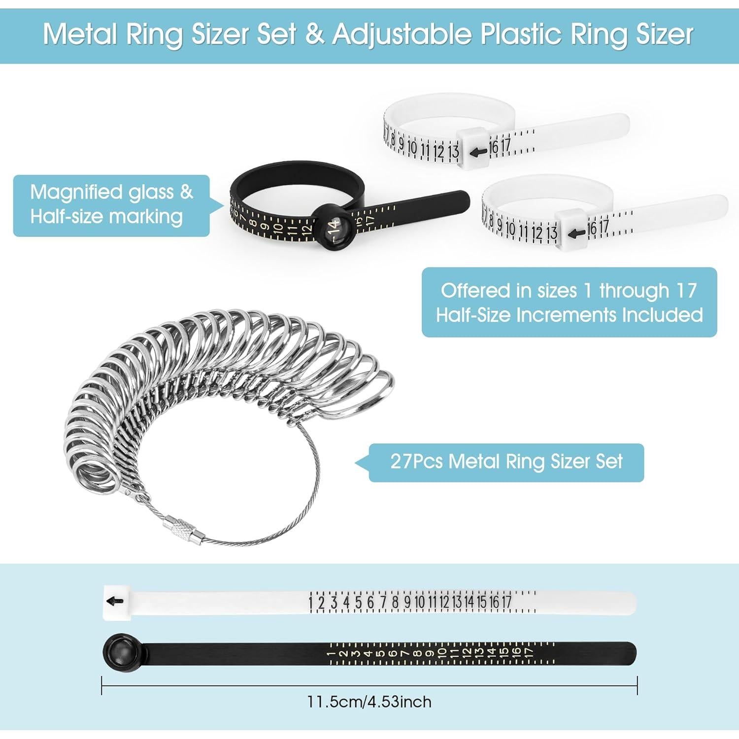 Medidor de Tamaño de Anillo NuLink Acero Inoxidable 27 Pcs