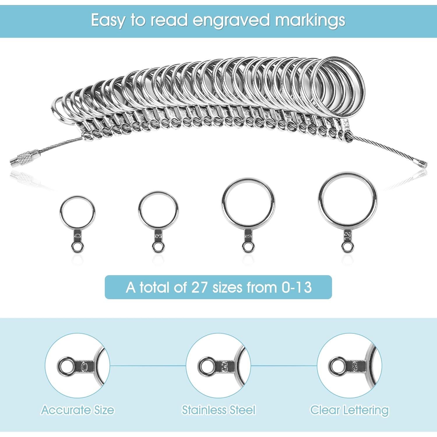 Medidor de Tamaño de Anillo NuLink Acero Inoxidable 27 Pcs