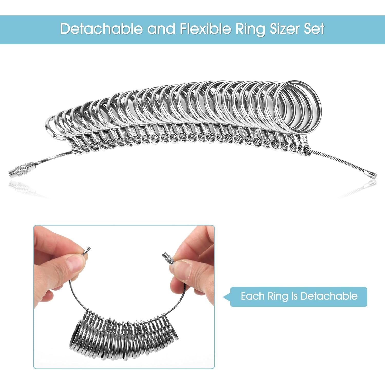 Medidor de Tamaño de Anillo NuLink Acero Inoxidable 27 Pcs