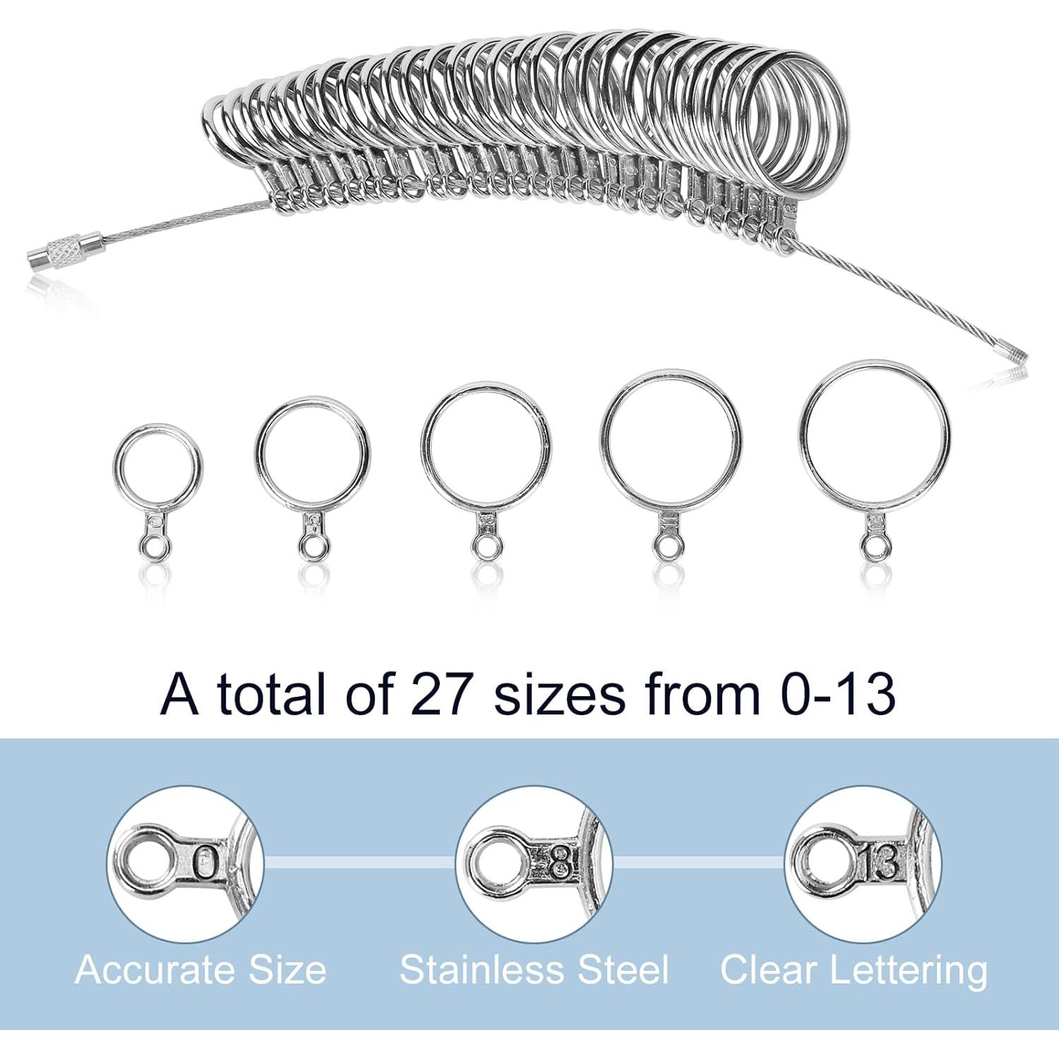 Kit de Medición de Tallas de Anillo 27 PZS Acero Inoxidable