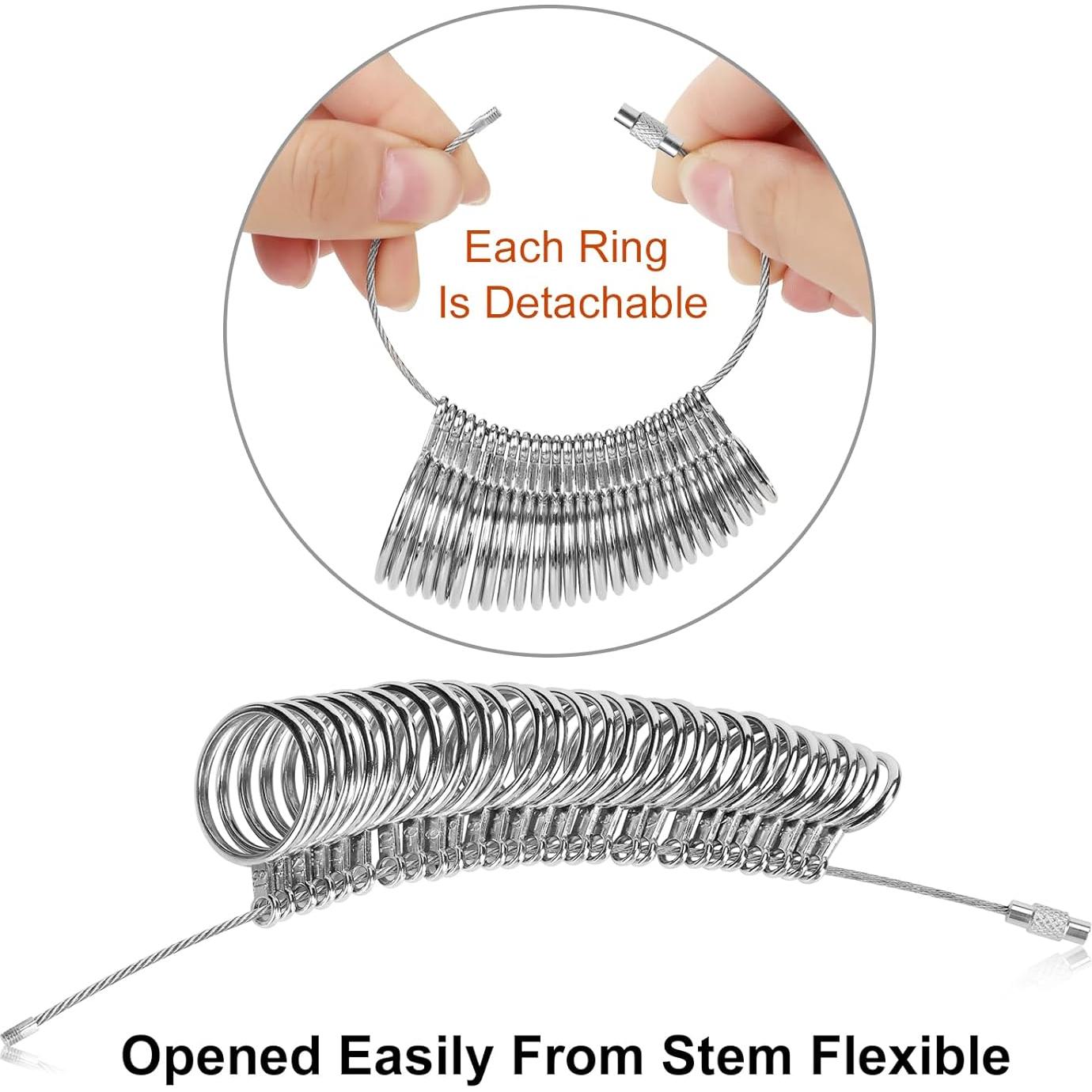 Kit de Medición de Tallas de Anillo 27 PZS Acero Inoxidable