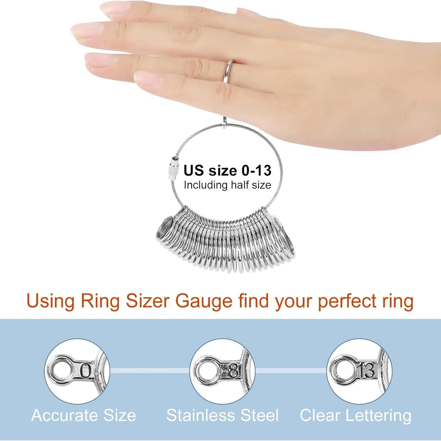 Kit de Medición de Tallas de Anillo 27 PZS Acero Inoxidable