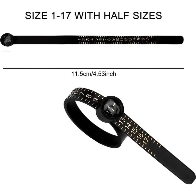 Medidor de Anillo TUNQISM Tamaño 1-17 Reutilizable con Lupa