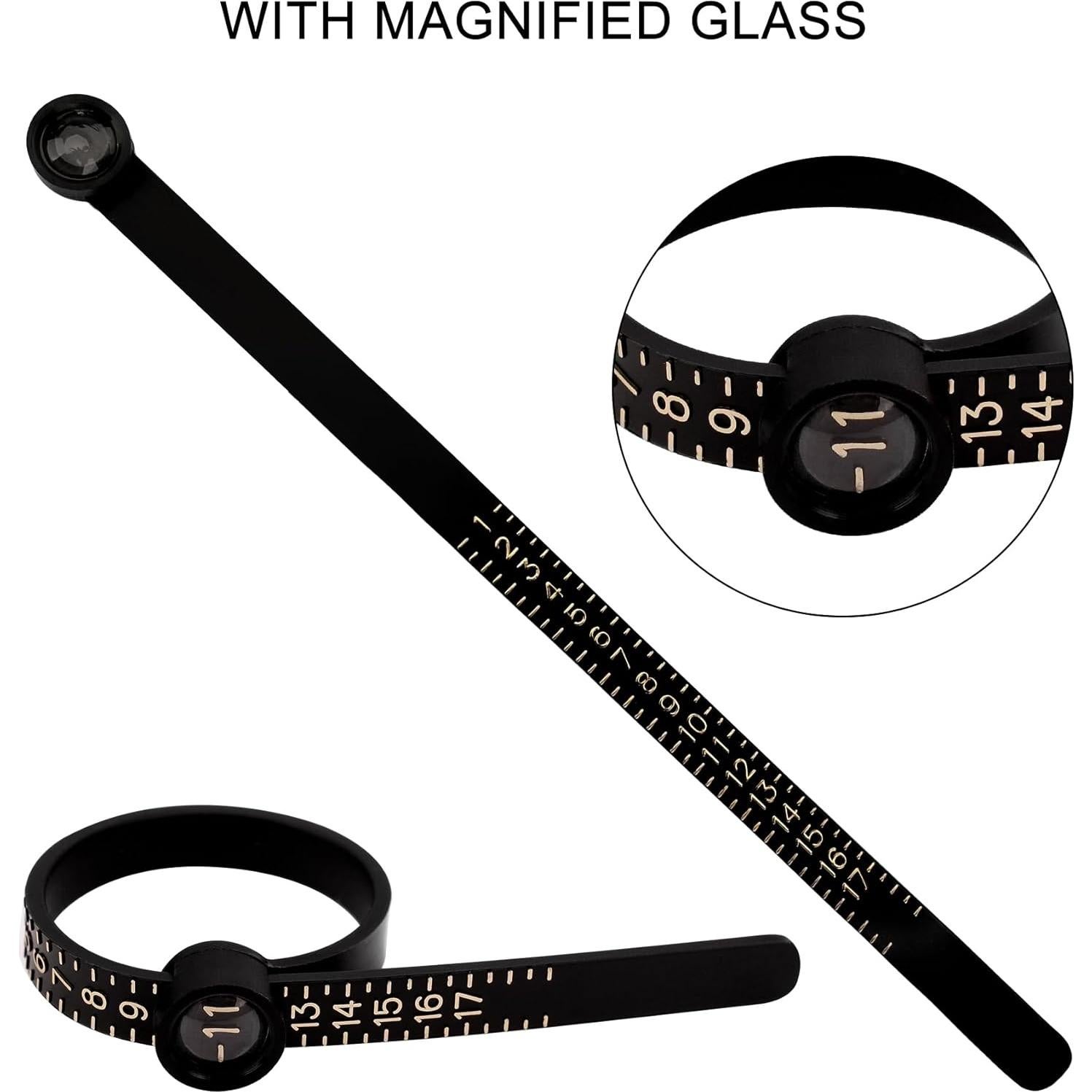 Medidor de Anillo TUNQISM Tamaño 1-17 Reutilizable con Lupa