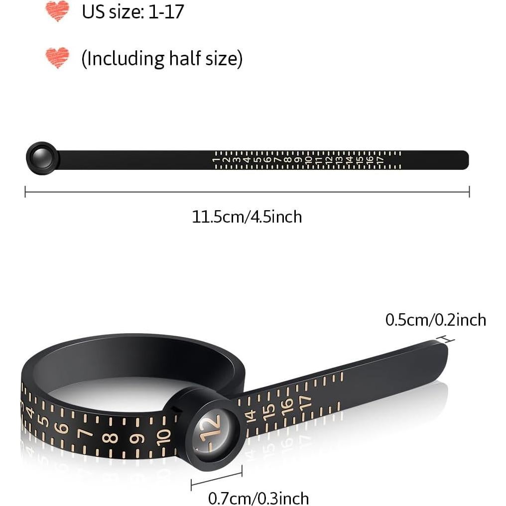 Medidor de Talla de Anillo Meowoo con Lupa 1-17