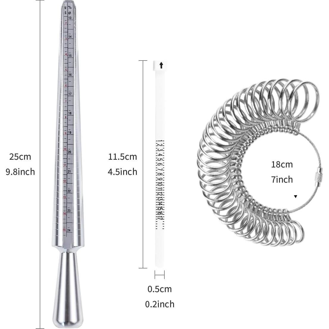 Kit de Medición de Anillos YIEPET - Mandril y Cinta Métrica