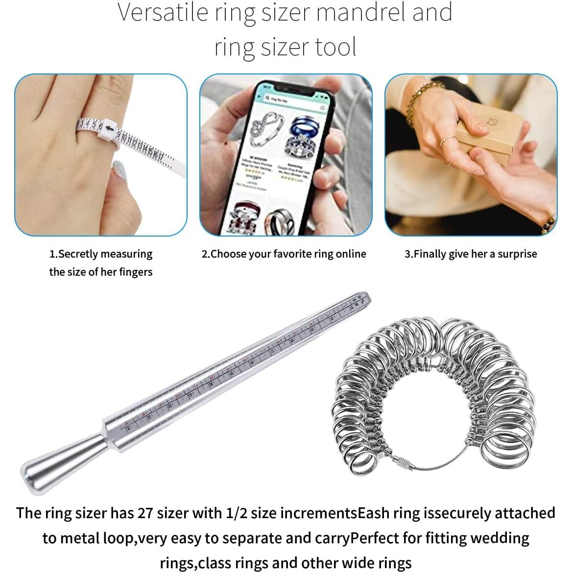 Kit de Medición de Anillos YIEPET - Mandril y Cinta Métrica