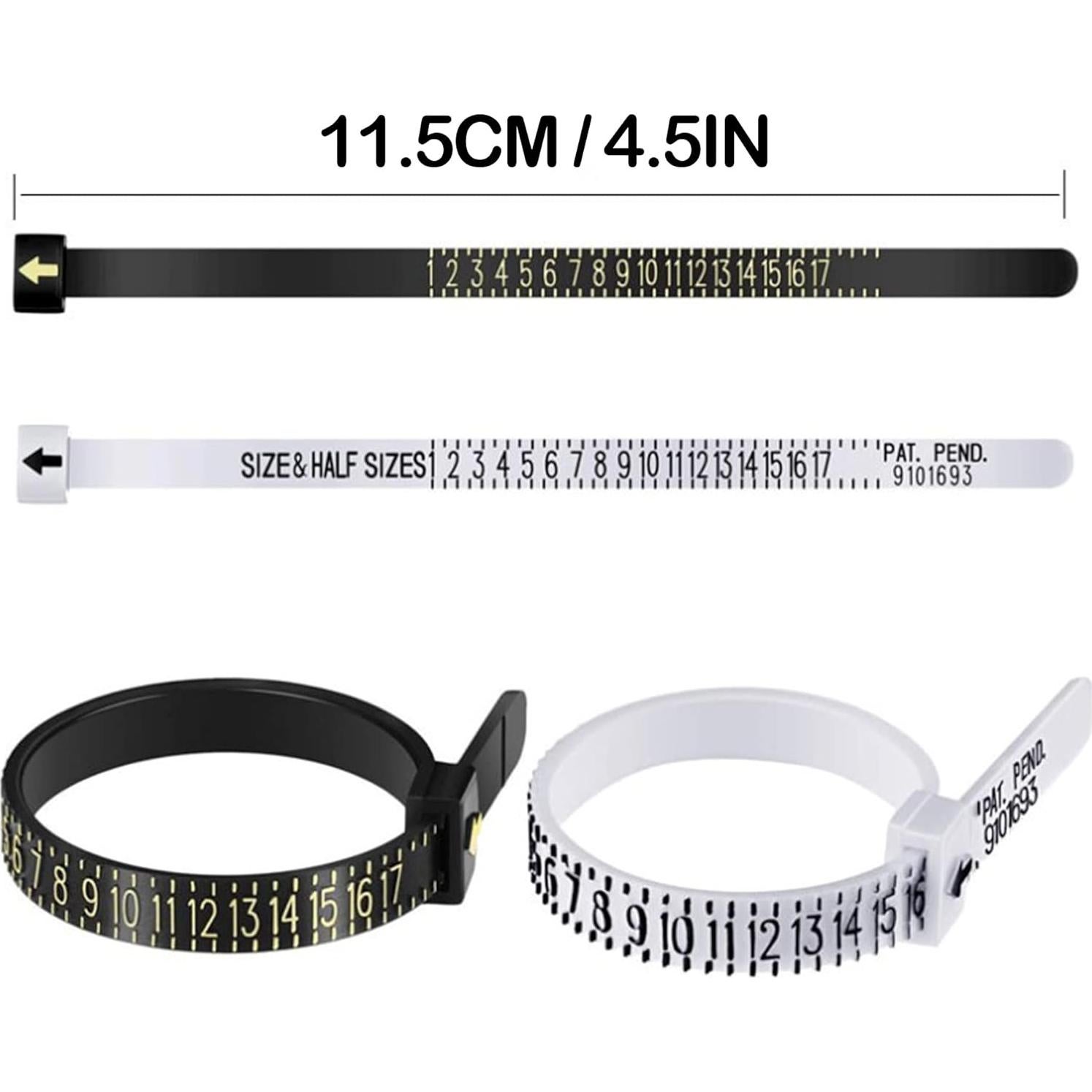 2 PCS 1-17 USA Plastic Ring Sizer Measuring Set Gauge Measure Tool Finger Measurer Jewelry Sizing Tools Reusable Finger Ring Sizer for Women/Men and Kids