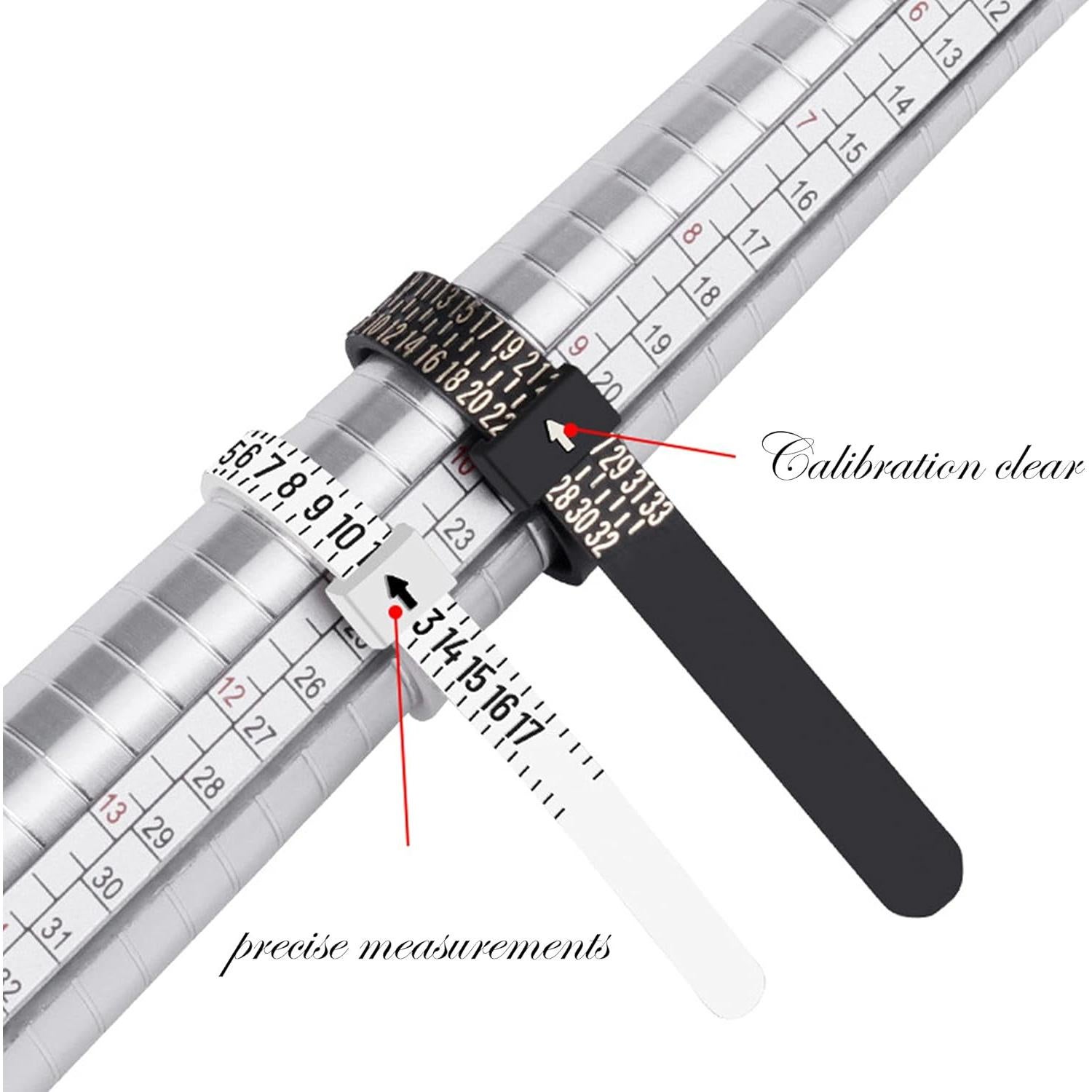 2 PCS 1-17 USA Plastic Ring Sizer Measuring Set Gauge Measure Tool Finger Measurer Jewelry Sizing Tools Reusable Finger Ring Sizer for Women/Men and Kids