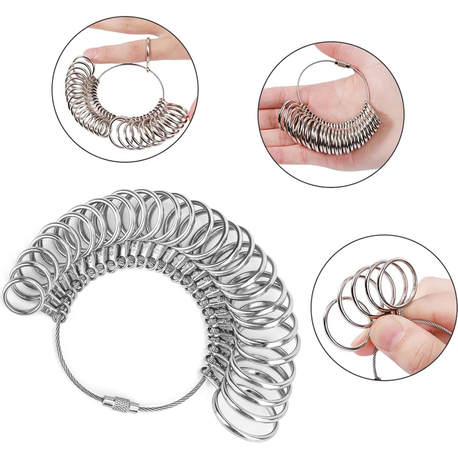 Kit de Medición de Tamaño de Anillo Auckyeer 27 Pcs con Cinta