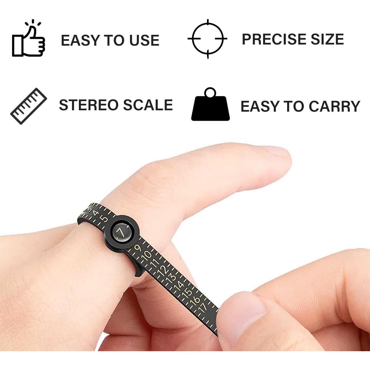 Medidor de Tamaño de Anillo HNZGYB con Lupa - Negro