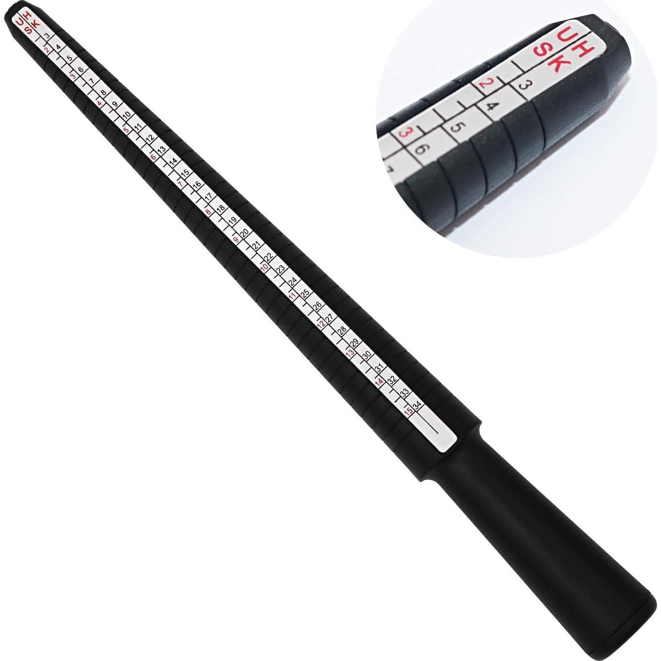 Medidor de Tamaño de Anillo PHYHOO Stick Negro Plástico