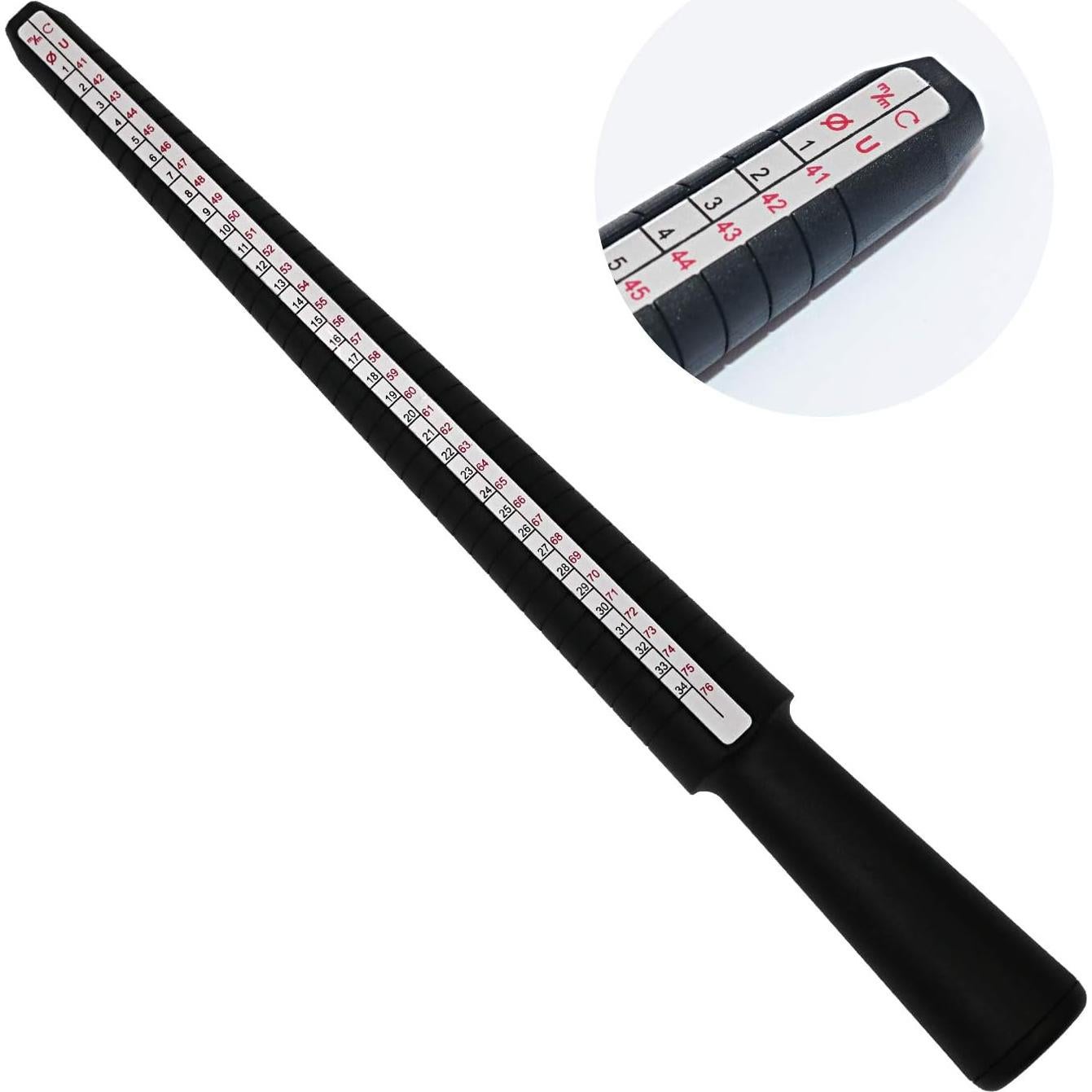 Medidor de Tamaño de Anillo PHYHOO Stick Negro Plástico