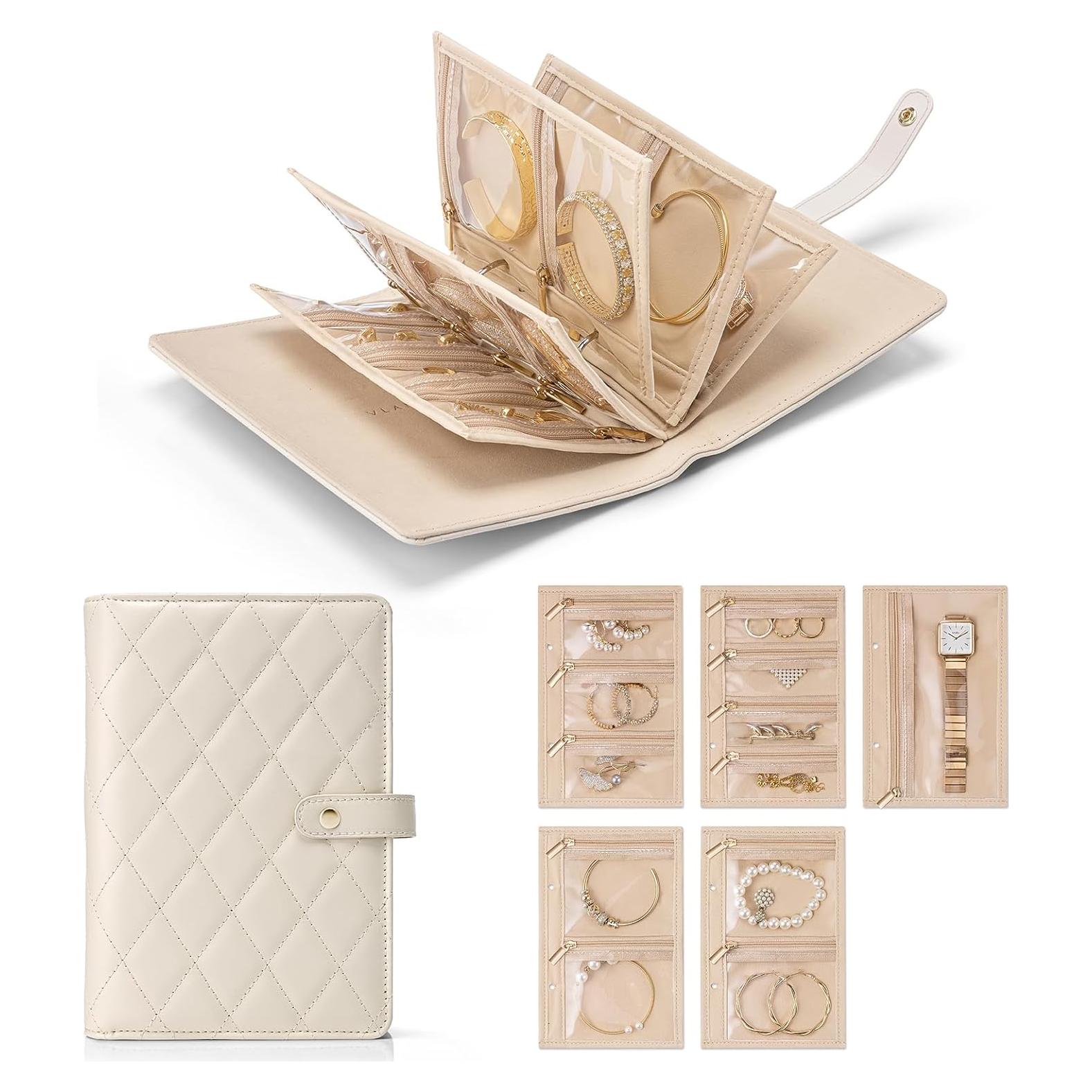 Organizador de Joyería de Viaje Vlando Blanco Crema 17.2x21.8cm