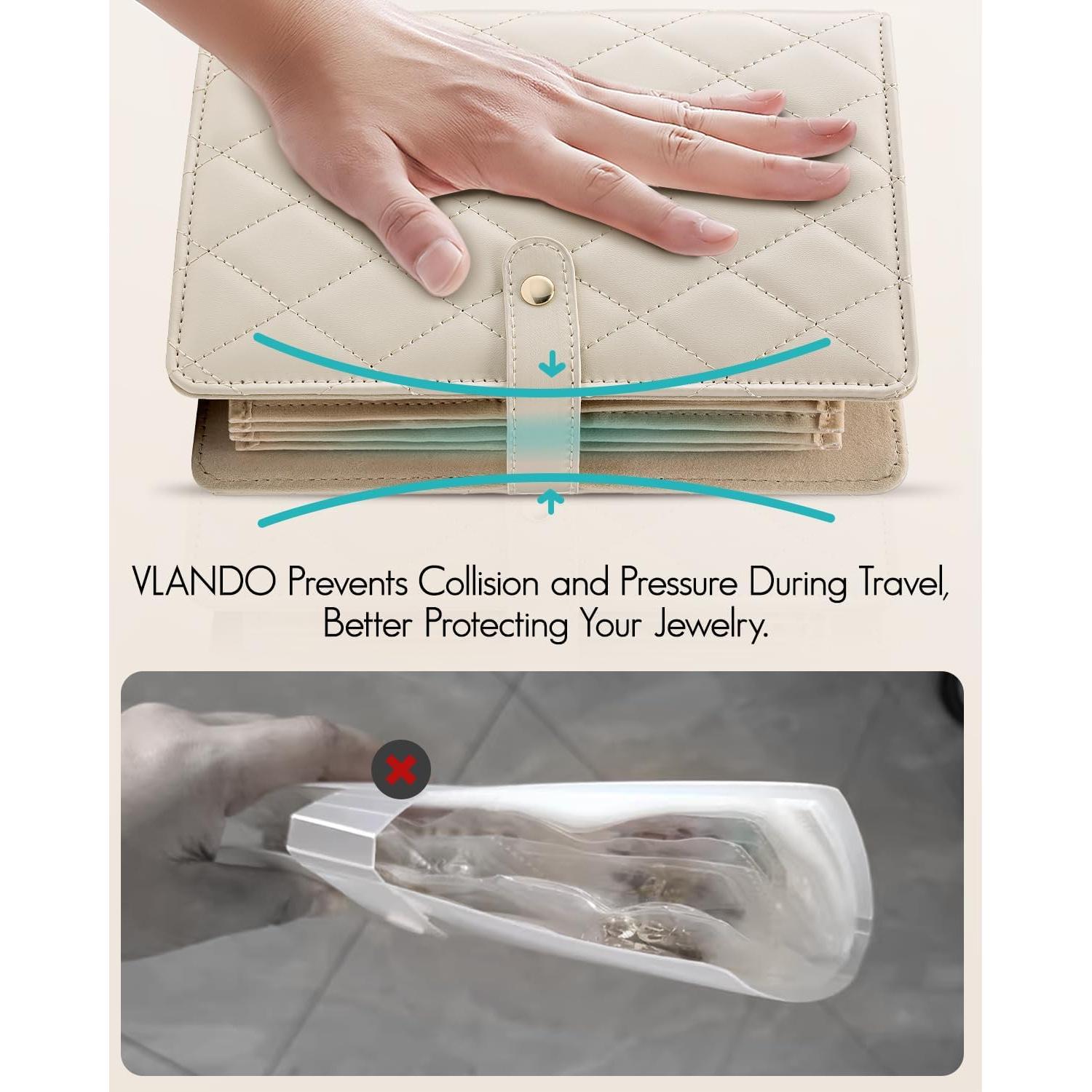 Organizador de Joyería de Viaje Vlando Blanco Crema 17.2x21.8cm