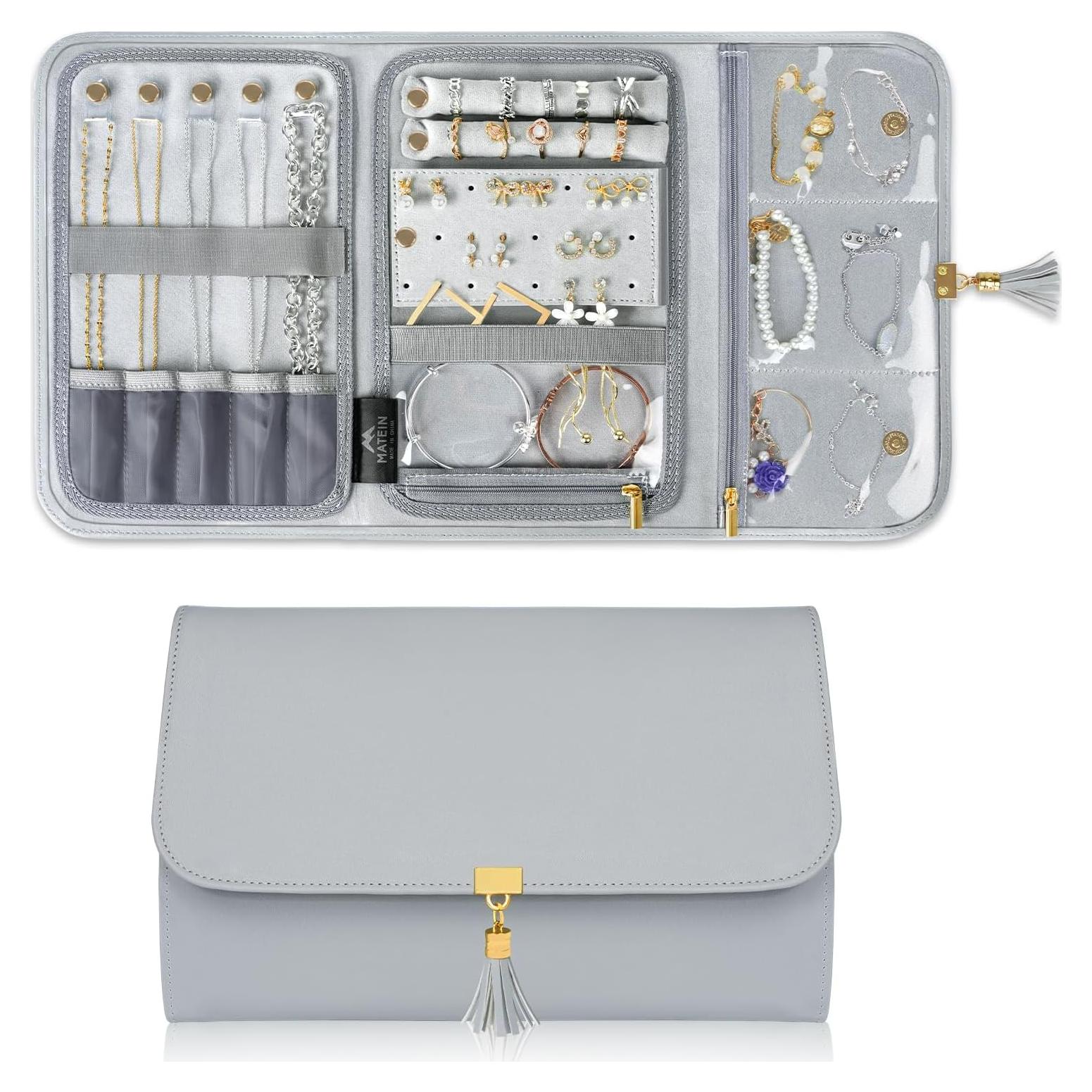 Organizador de Joyería MATEIN Gris, Estuche Portátil Impermeable